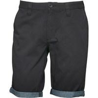 Bellfield Mens Chambray Turn Up Chino Shorts Navy