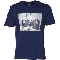 Ben Sherman Mens Distorted Sound Of Rock & Roll T-Shirt Admiral Blue