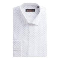 Ben Sherman White Micro Print Slim Fit Shirt 16 White