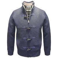 Beckford Flannel Lined Knitted Cardigan in Midnight Blue Marl - Kensington