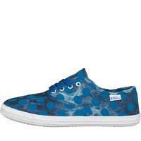 Beach Athletics Womens Antibes Polka Dot Lace Up Plimsolls Denim/Blue