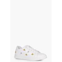 bee embroidered trainer white