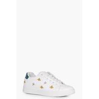 bee embroidered trainer green