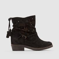 BETSY Suede Leather Ankle Boots with Straps