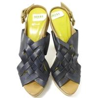 Betty Jackson Black Size 5 Tan Mustard And Dark Blue Woven Heeled Sandals