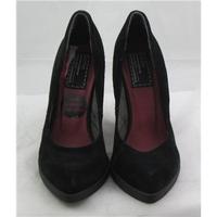 Bertie, size 5.5 black suede block heeled court shoes