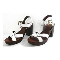 bertie size 35 snow white ankle strap block heeled shoes