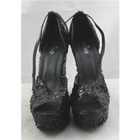Bebo, size 7 black sequinned wedge heeled platforms