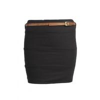 Belted Ponti Mini Skirt