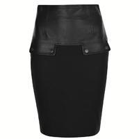 BELSTAFF Heme Leather And Denim Panel Skirt