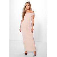 Bethany Off The Shoulder Slinky Maxi Dress - champagne