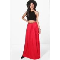 Belted Floor Sweeping Maxi Skirt - red