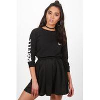 bethany pleated sweat skater skirt black