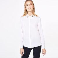 beaded collar blouse white