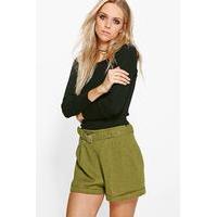 belted tailored utility shorts khaki