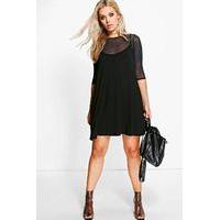 Bethanie Mesh 2 In 1 Cami Dress - black