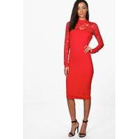 Bella Lace Insert Dress - red