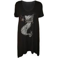 berenice cat diamante hanky hem top black