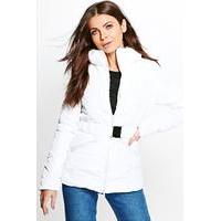 Belted Quilted Jacket - white