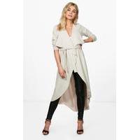 Belted Waterfall Duster - stone