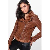 Belted Aviator Jacket - tan