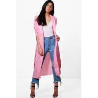 Belted Shawl Collar Duster - rose