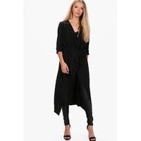 Belted Midi Duster - black