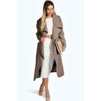 Belted Shawl Collar Coat - mocha