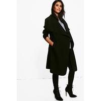 bella belted shawl collar coat black