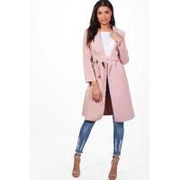 Belted Shawl Collar Coat - blush