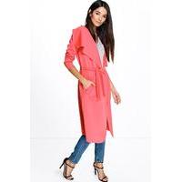 Belted Waterfall Duster - coral