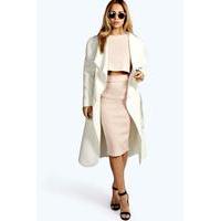 belted shawl collar coat cream