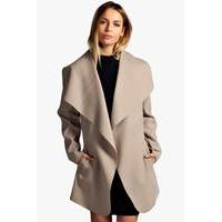 Belted Waterfall Coat - stone