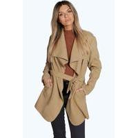 Belted Waterfall Coat - camel