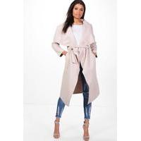 Belted Waterfall Coat - stone