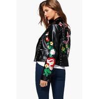 bethia premium embroidered studded biker black