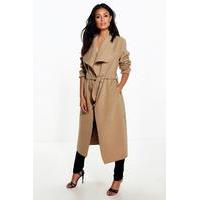 Belted Shawl Collar Coat - camel