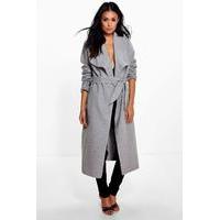 Belted Shawl Collar Coat - grey