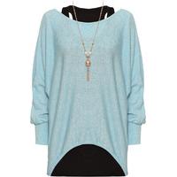 belinda knitted necklace top turquoise