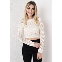 Beige Cropped Knitted Jumper