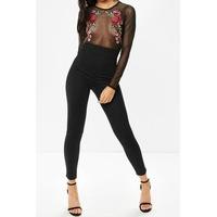 becky black mesh embroidered jumpsuit