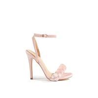 bella pink velvet plaited strap heels