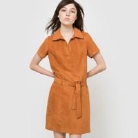 Belted Faux Suede Dress