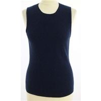 Beautiful Navy Blue Bon-Genie grieder 100% Cashmere Tank Top ; Size: M -