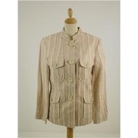 Betty Jackson Studio Size 12 Cream and Pink Striped Linen Jacket