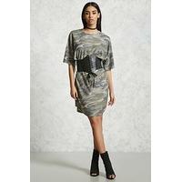 Belted Camo T-Shirt Dress