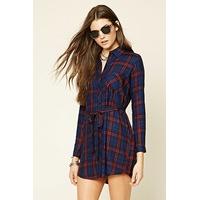 Belted Tartan Plaid Mini Dress