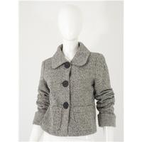 Betty Jackson Black Size 10 Grey Marl Smart Wool Cotton Mix Box Jacket