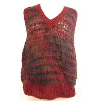 Bernat Klein Size 14 High Quality Soft and Luxurious Wool Blend Handknitted Tonal Red And Brown Sleeveless Jumper
