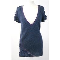 benetton 32 chest french navy metallic purple mohair blend sweater dre ...